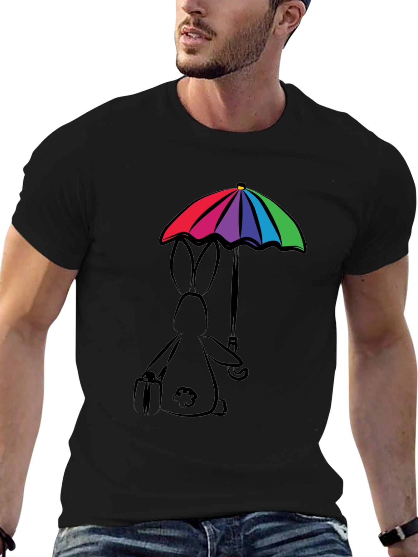 Rainbow Umbrella Bunny T-Shirt