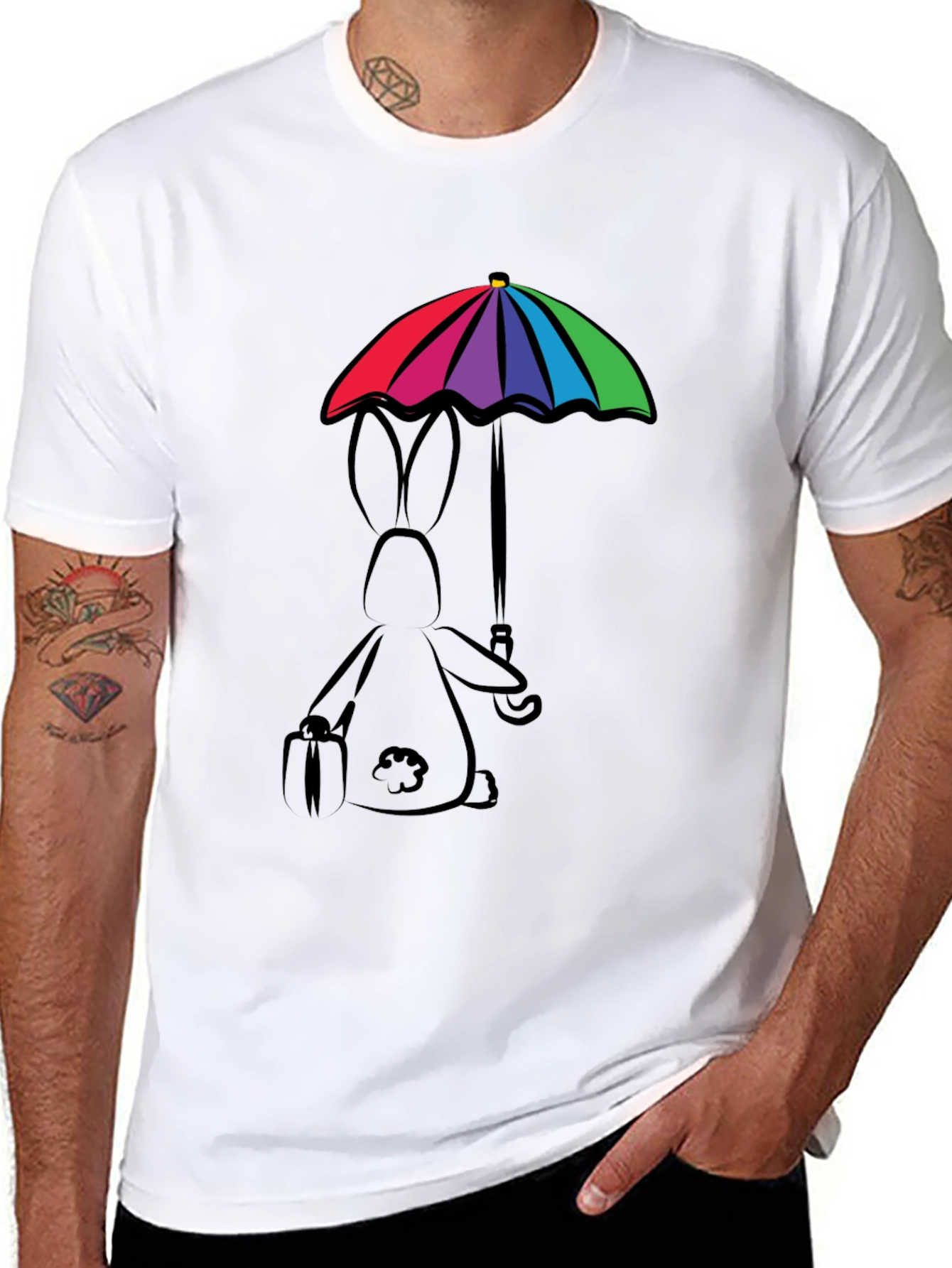 Rainbow Umbrella Bunny T-Shirt