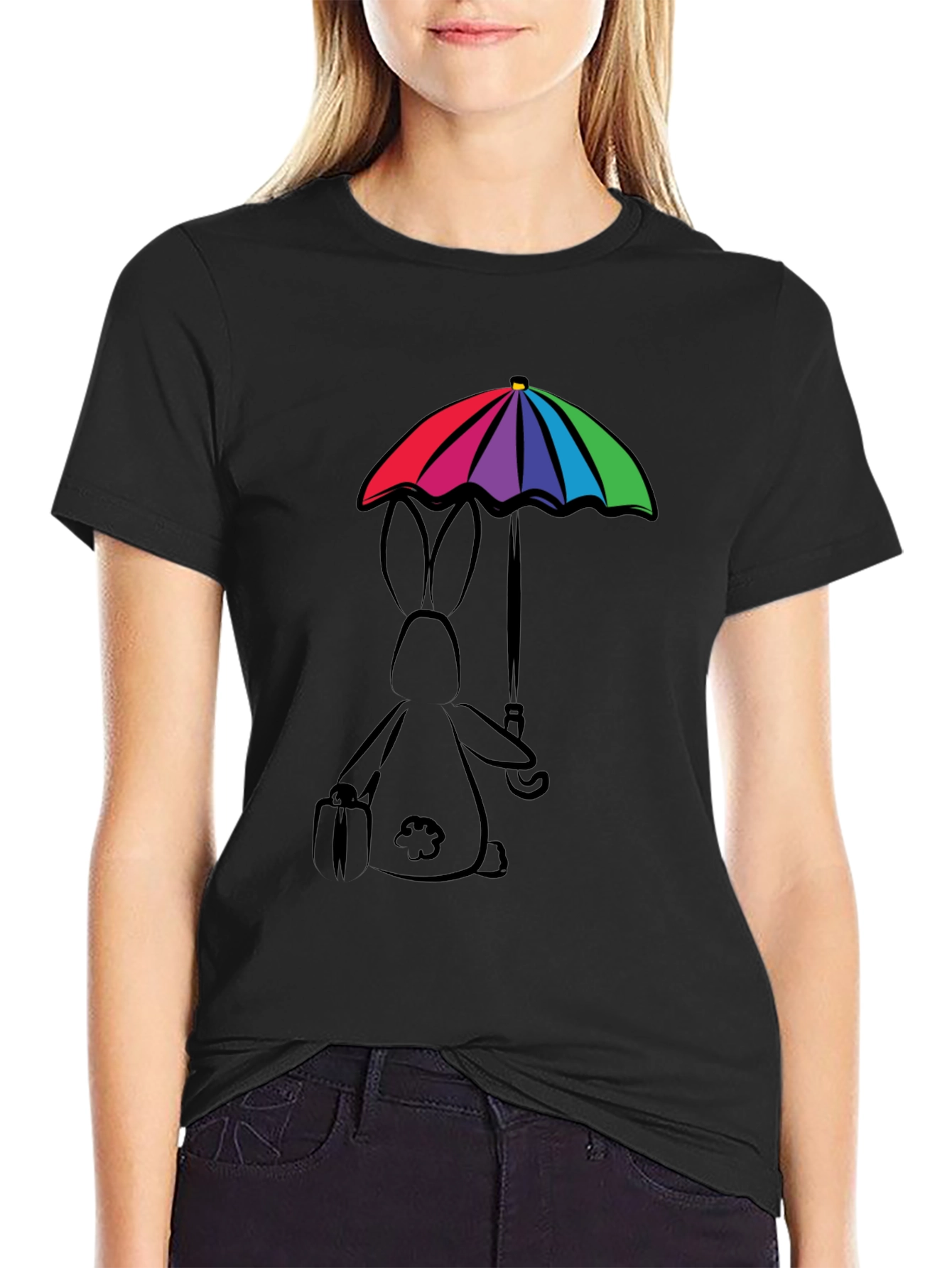 Rainbow Umbrella Bunny T-Shirt