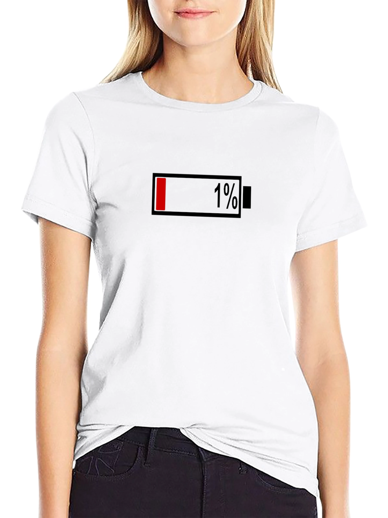 1% Battery Life Graphic T-Shirt - Black