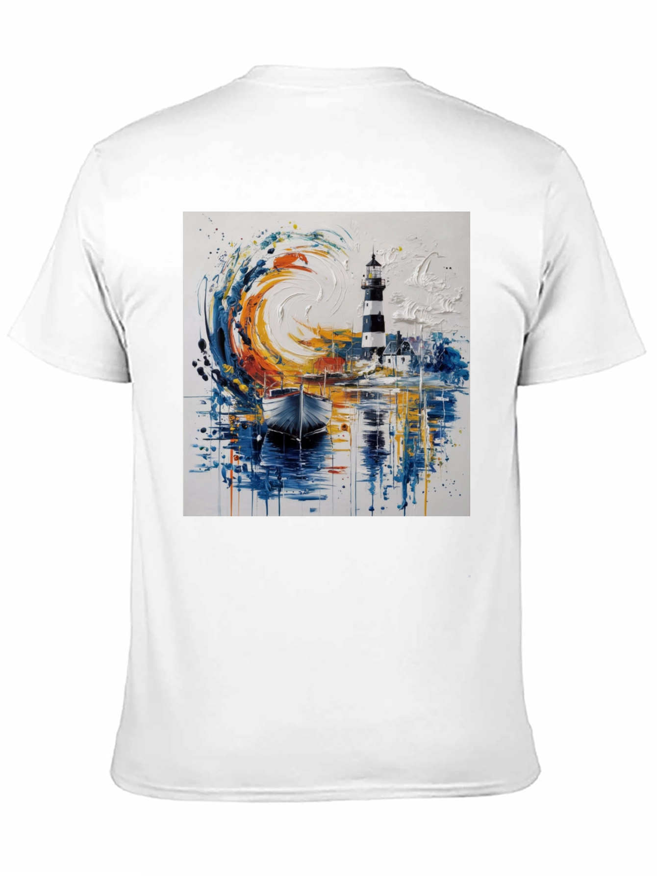 Artistic Lighthouse Graphic Tee - Coastal Style