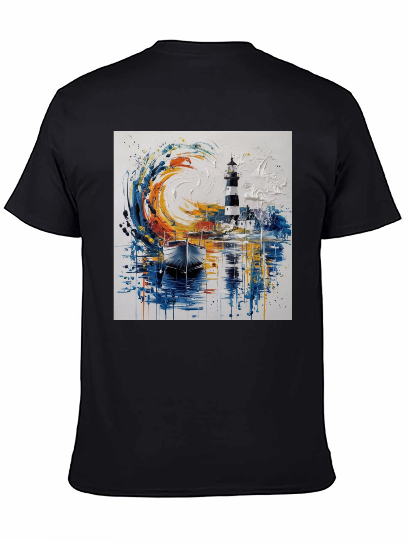 Artistic Lighthouse Graphic Tee - Coastal Style