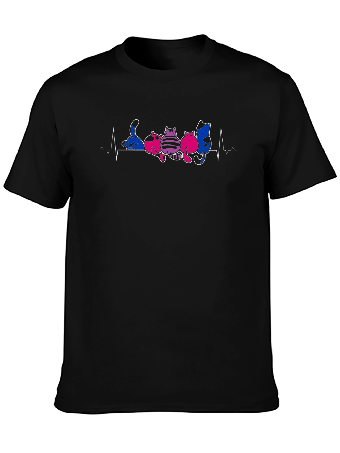 Bi Pride Cat Heartbeat T-Shirt
