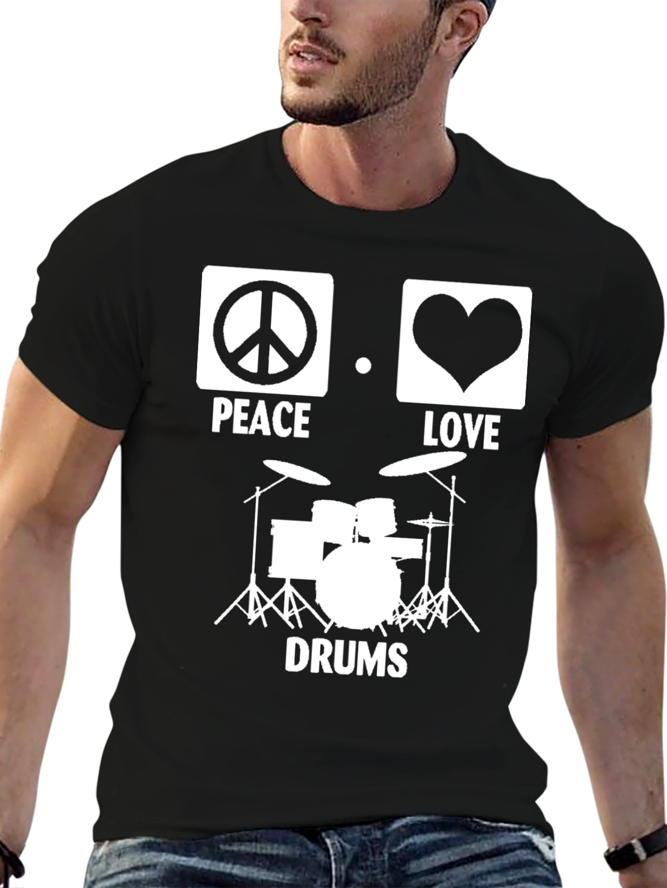 Peace Love Drums Graphic Tee - Music T-Shirt