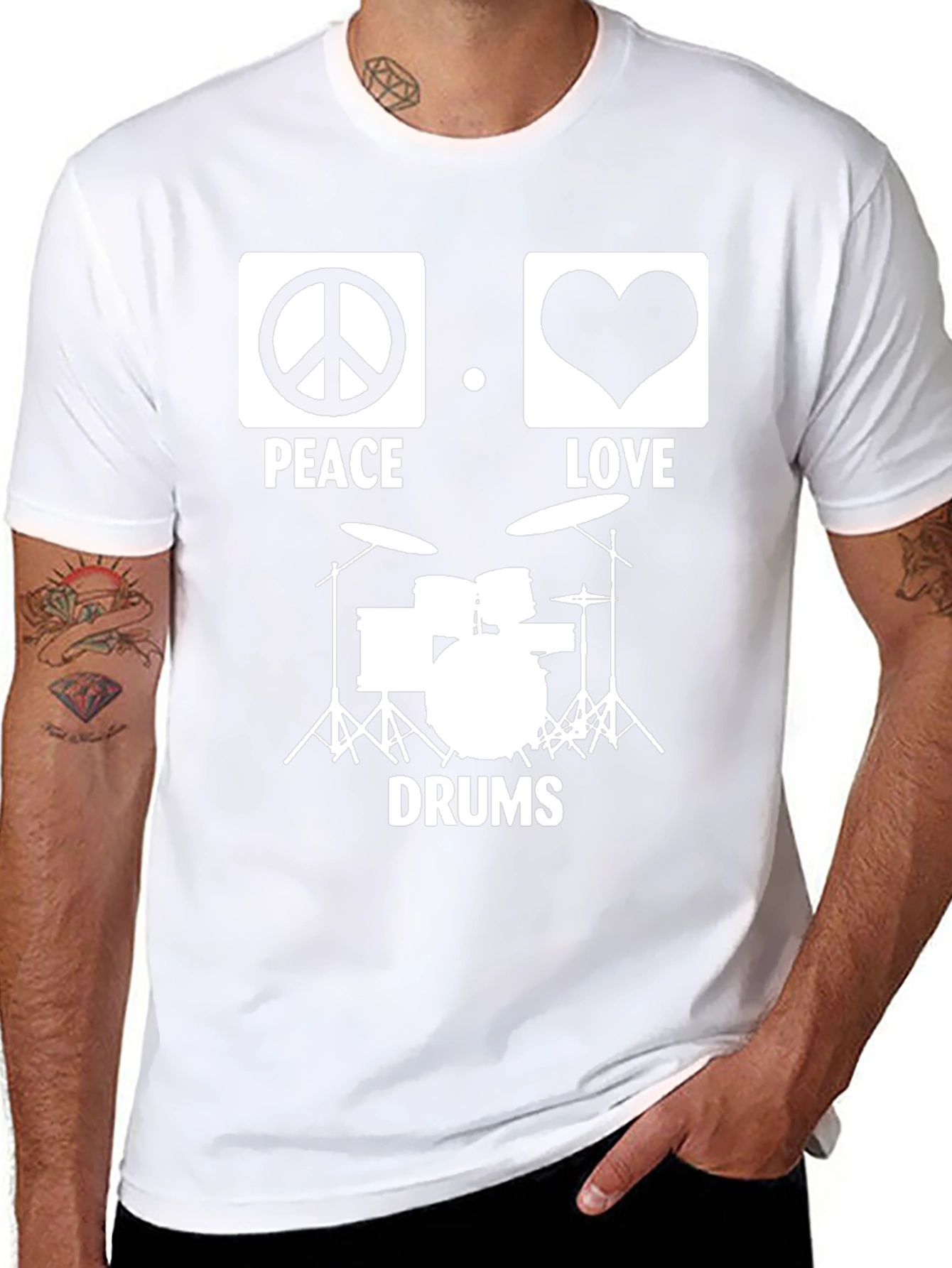 Peace Love Drums Graphic Tee - Music T-Shirt