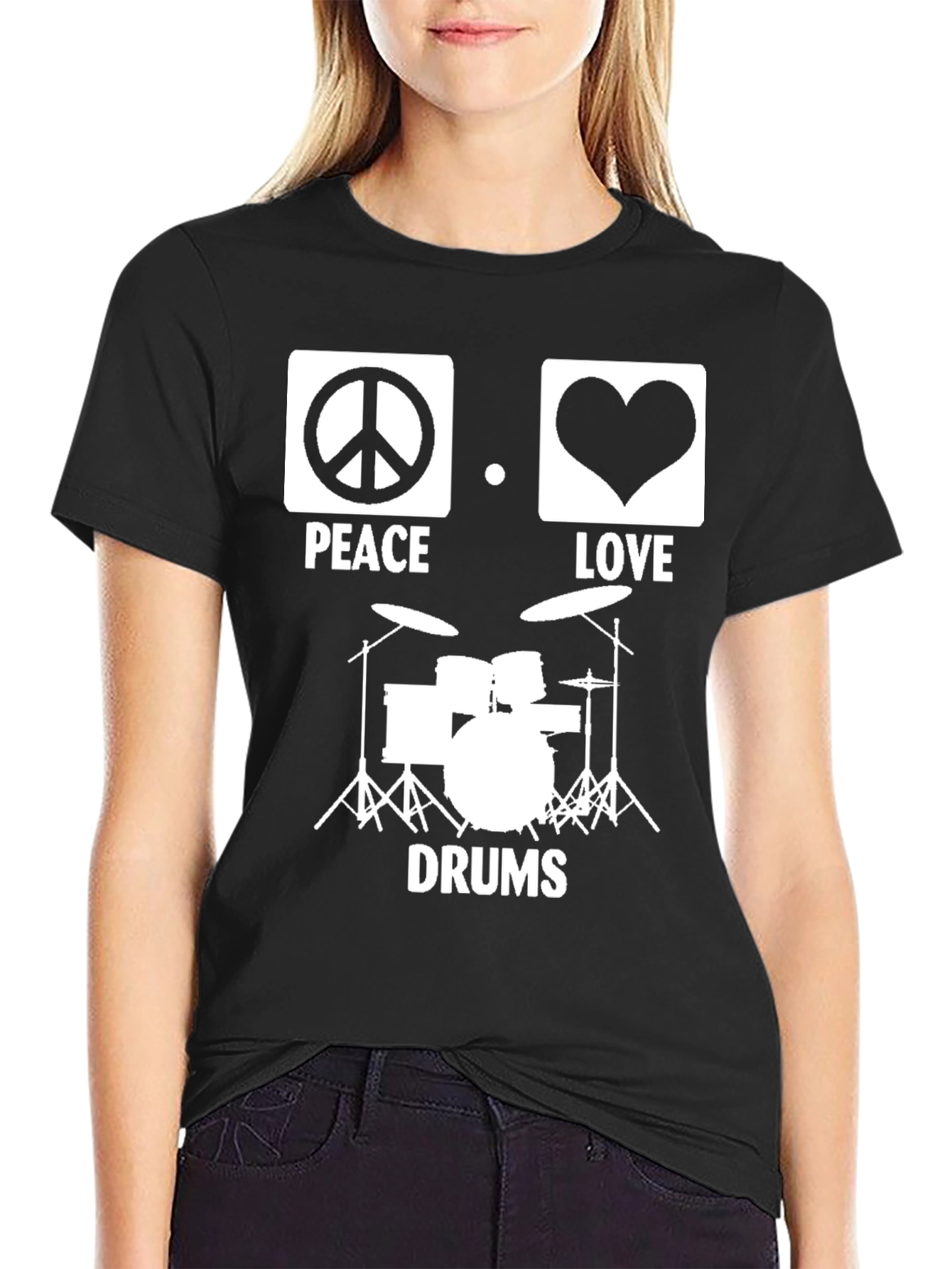 Peace Love Drums Graphic Tee - Music T-Shirt