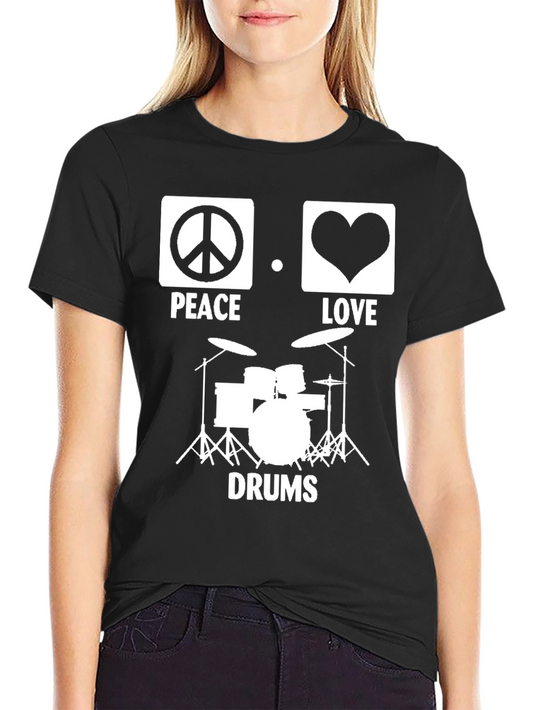 Peace Love Drums Graphic Tee - Music T-Shirt