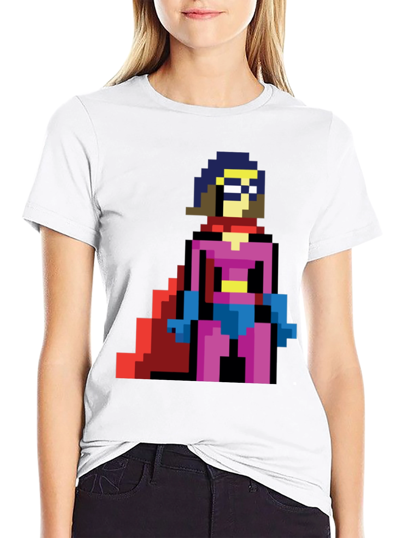 Pixel Superhero T-Shirt - Retro Gaming Style