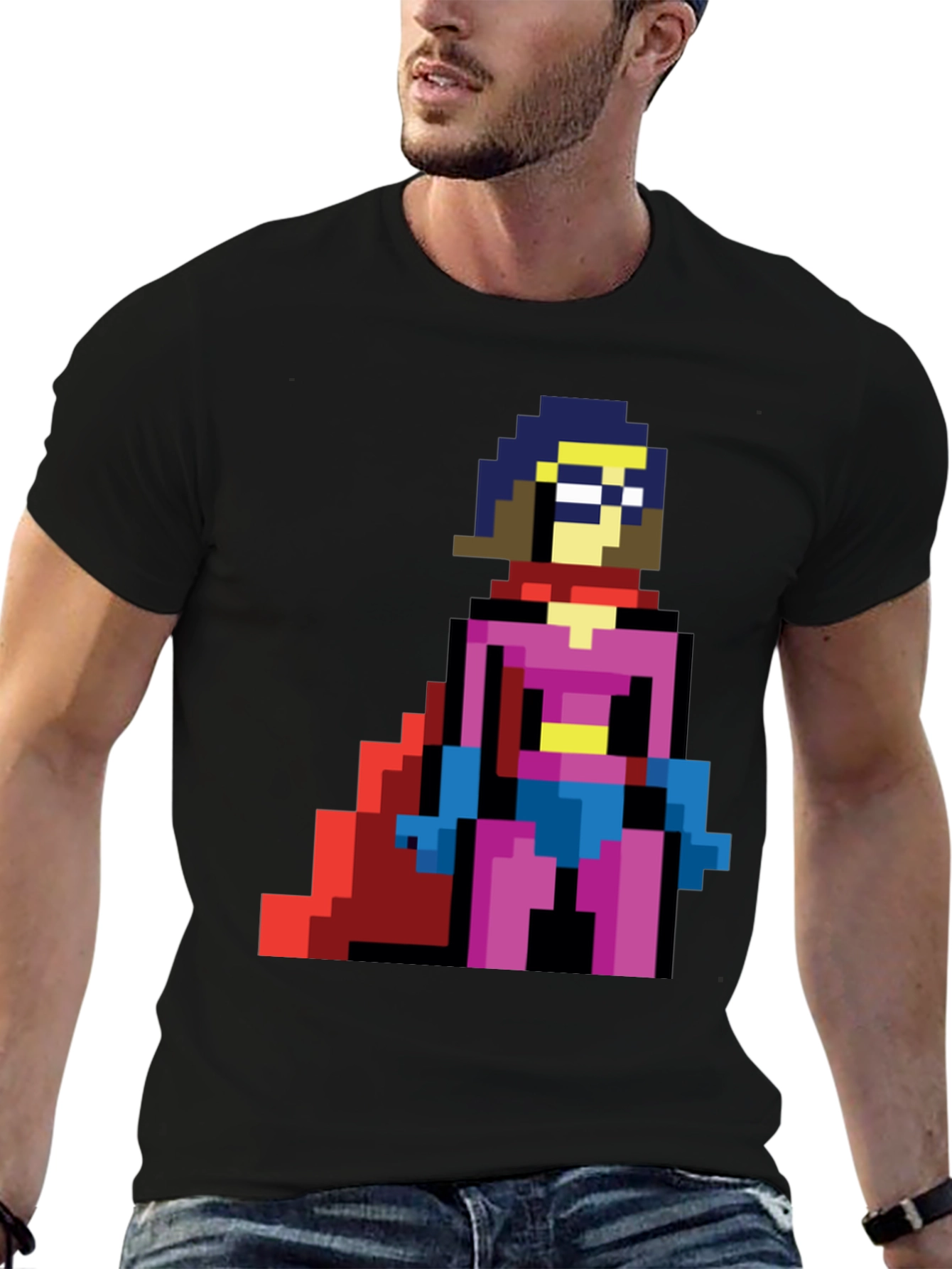 Pixel Superhero T-Shirt - Retro Gaming Style