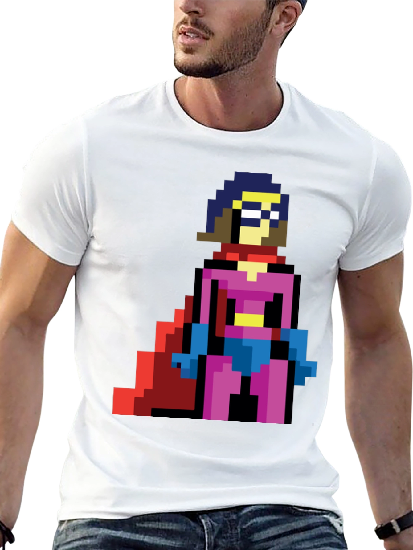 Pixel Superhero T-Shirt - Retro Gaming Style