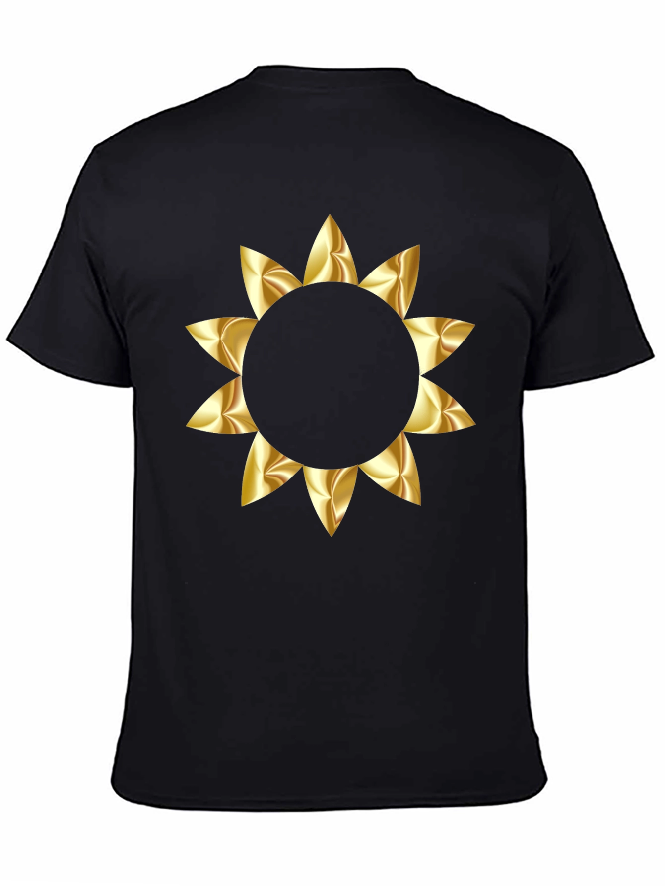 Black T-Shirt with Gold Floral Graphic