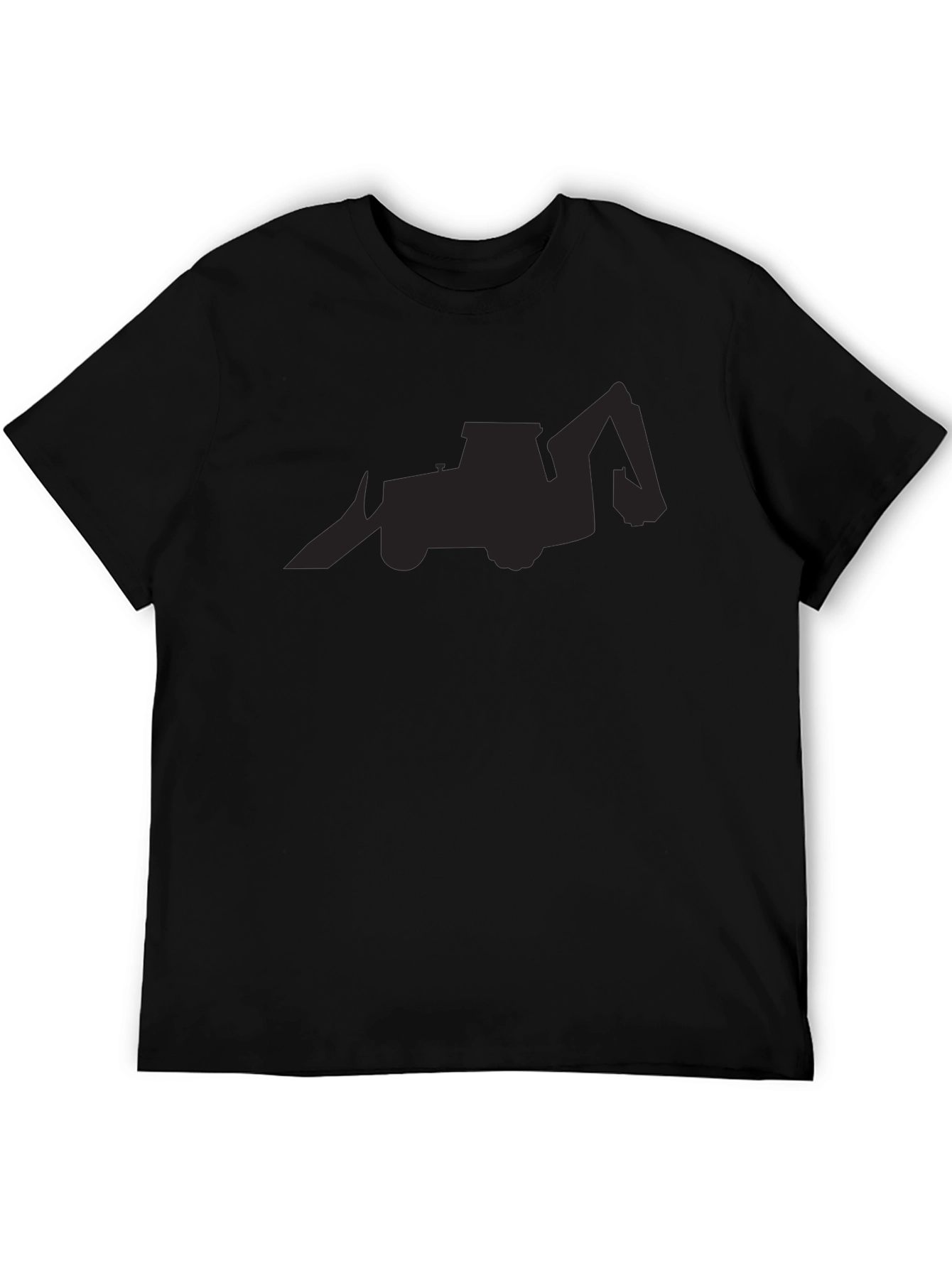 Black Backhoe Loader Silhouette Graphic Tee