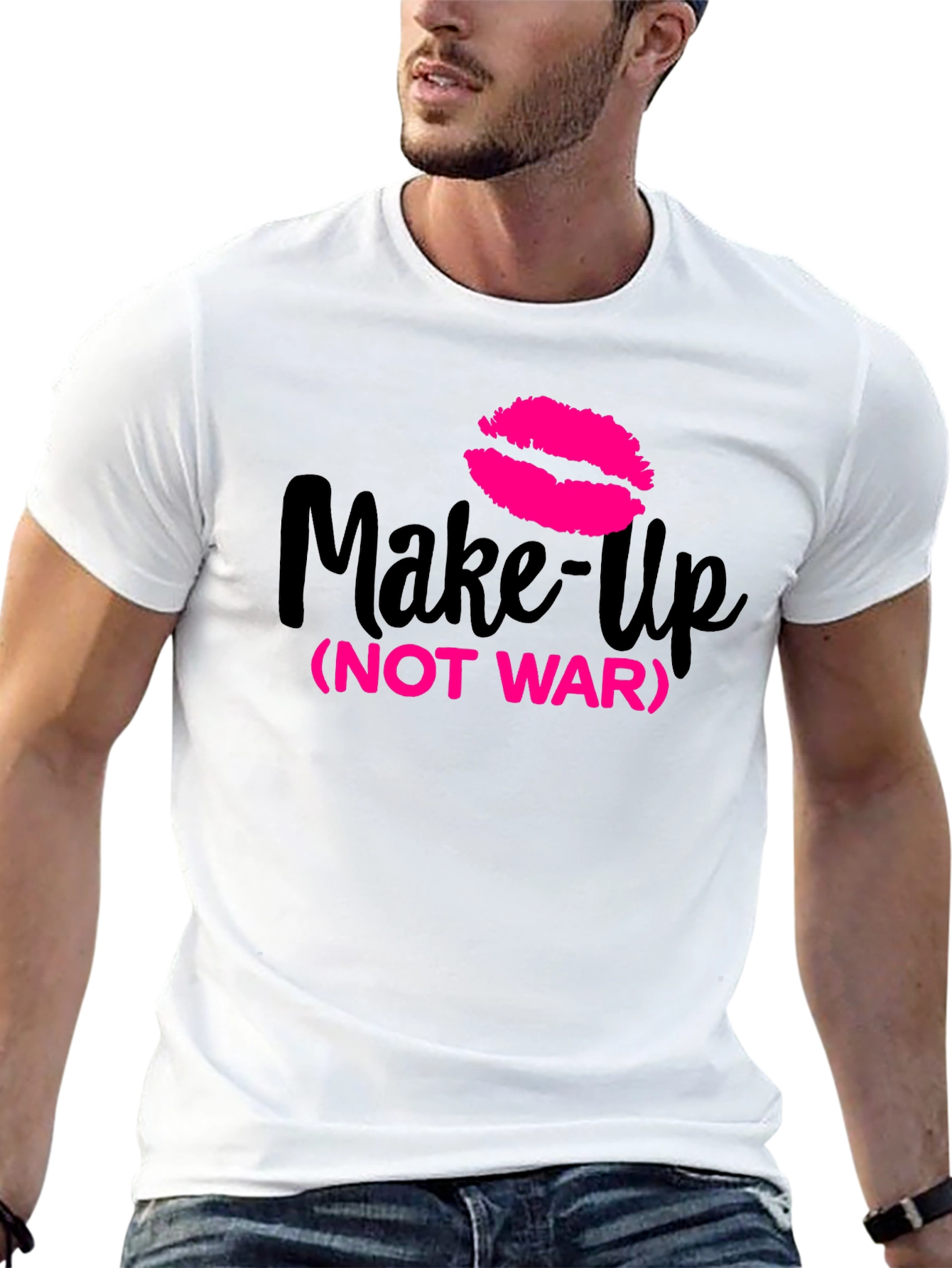 Make-Up Not War Graphic Tee - Trendy Statement Shirt