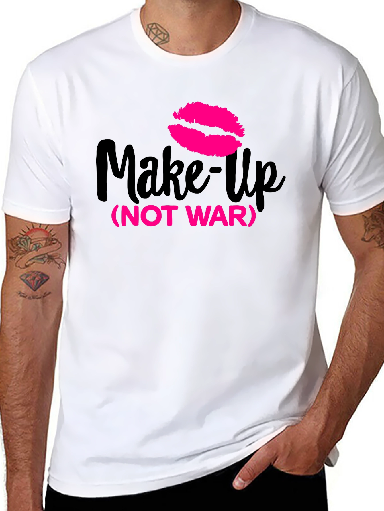 Make-Up Not War Graphic Tee - Trendy Statement Shirt