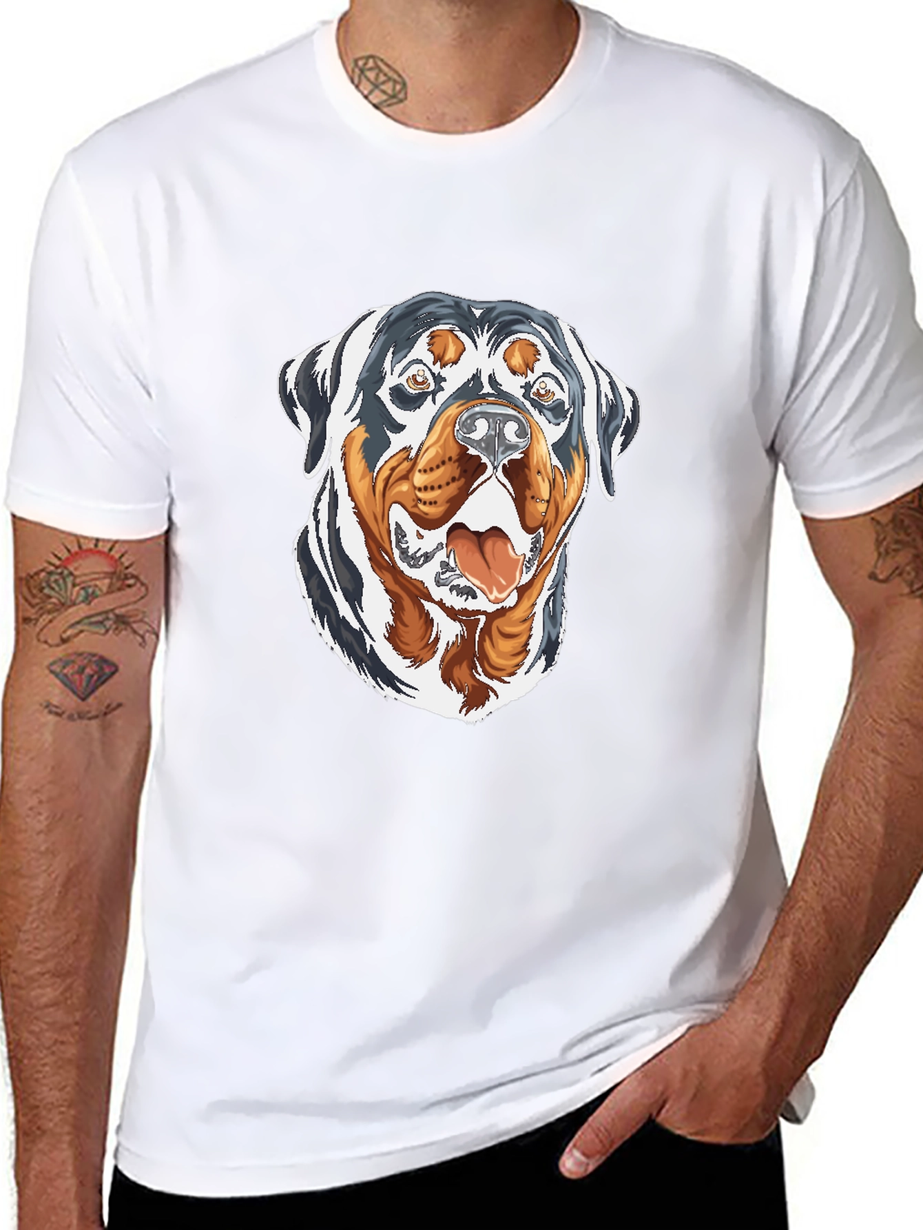 Rottweiler Graphic Print Black T-Shirt