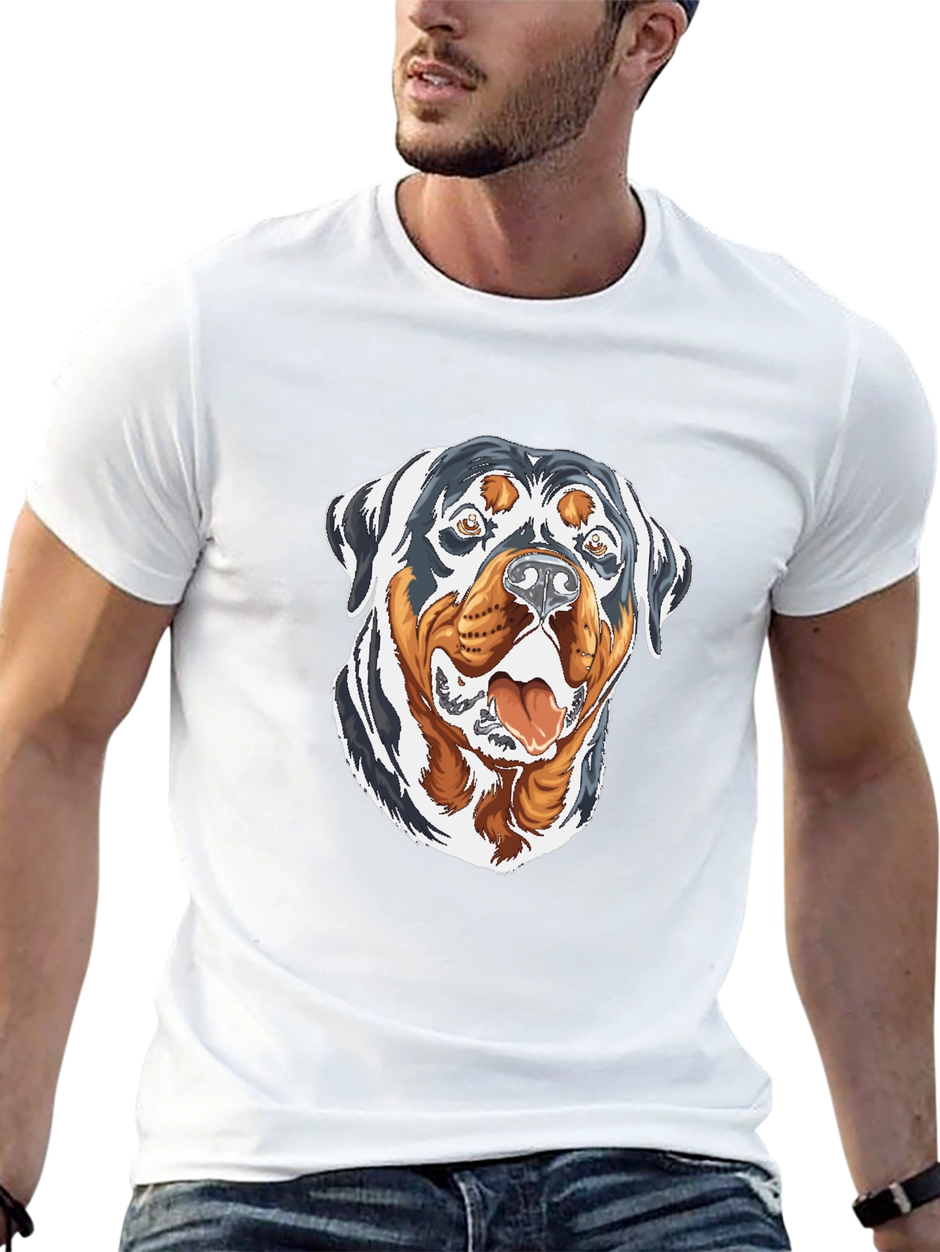 Rottweiler Graphic Print Black T-Shirt