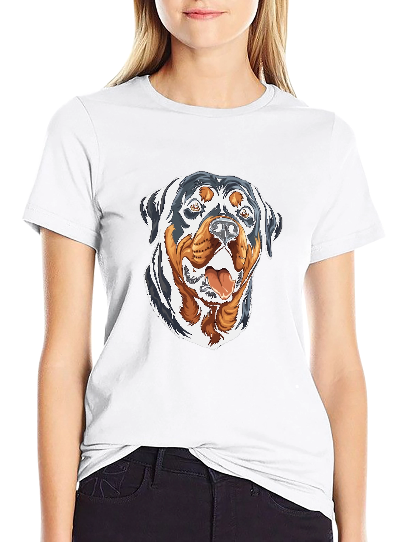 Rottweiler Graphic Print Black T-Shirt
