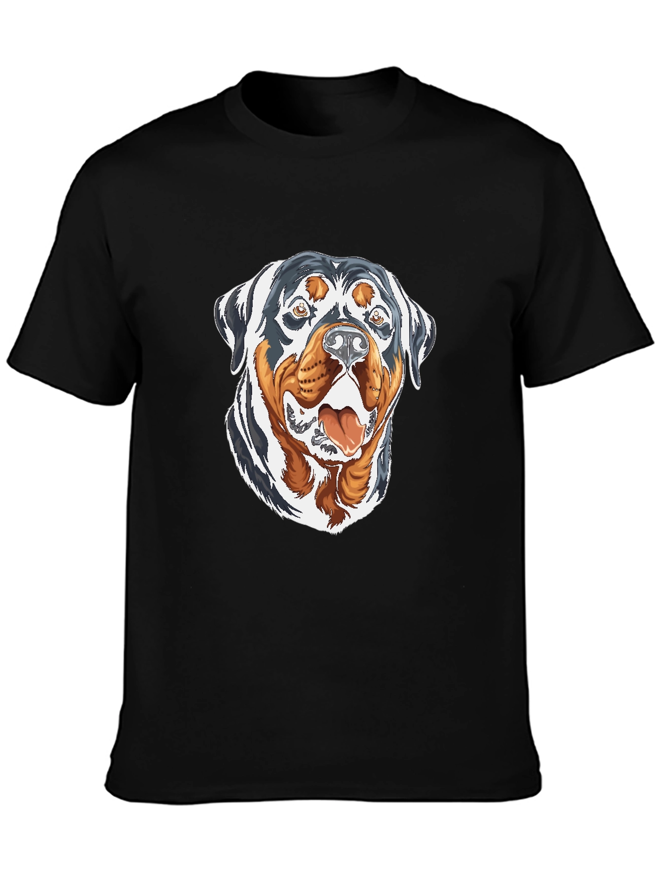 Rottweiler Graphic Print Black T-Shirt