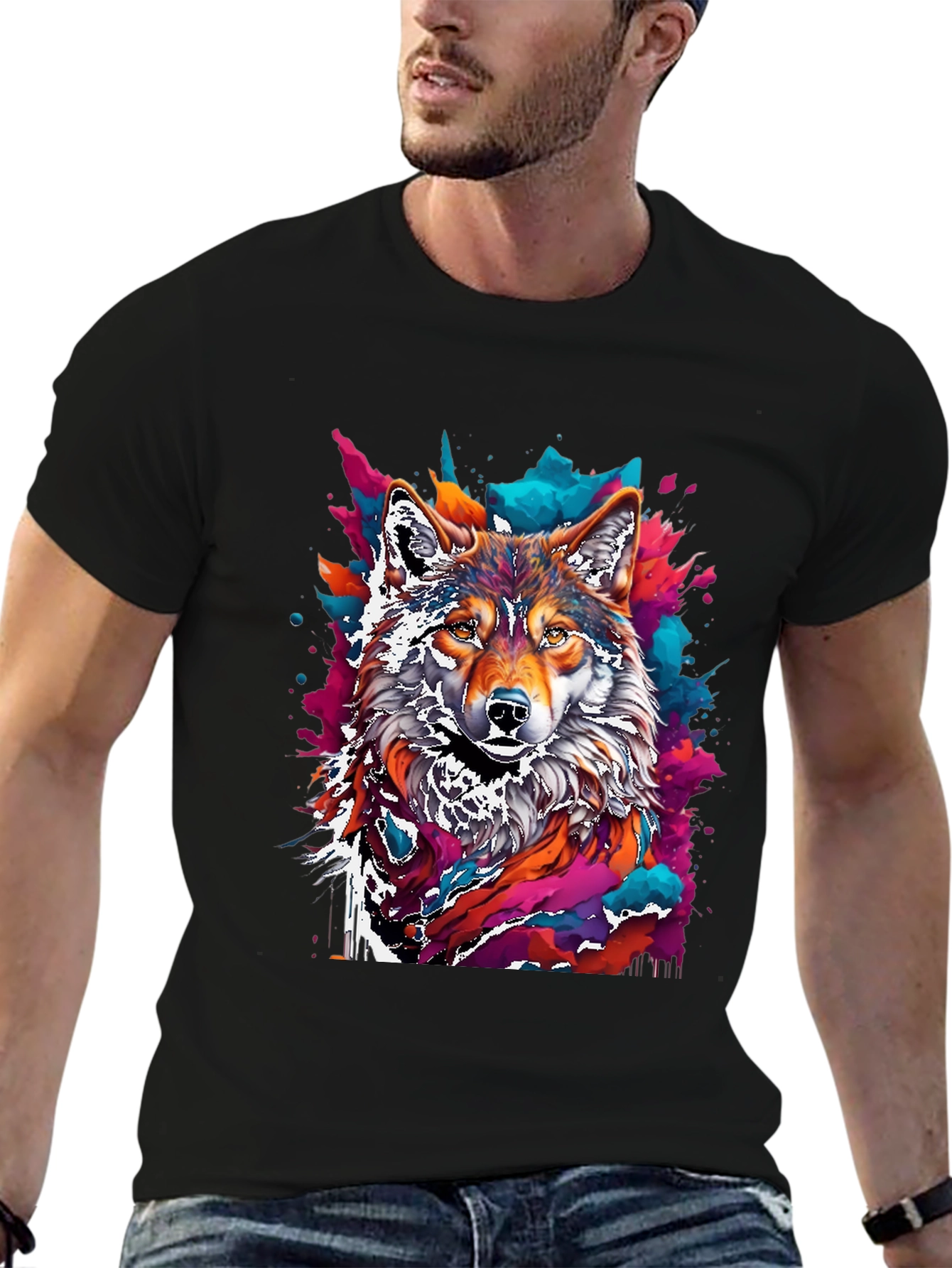 Vivid Wolf Graphic T-Shirt - Unique Design