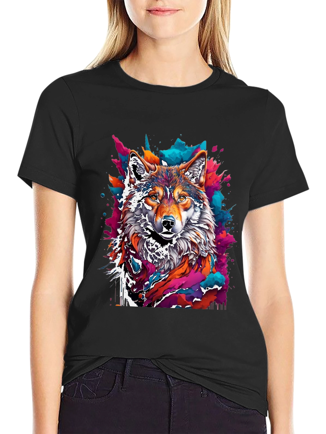 Vivid Wolf Graphic T-Shirt - Unique Design