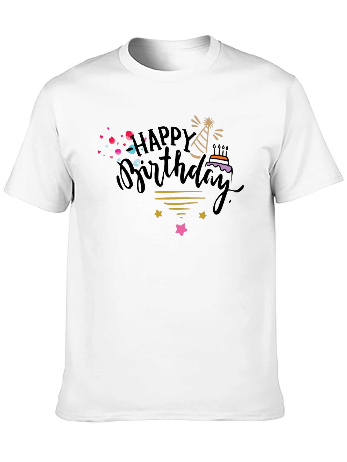 Happy Birthday Graphic Tee - Black Cotton T-Shirt