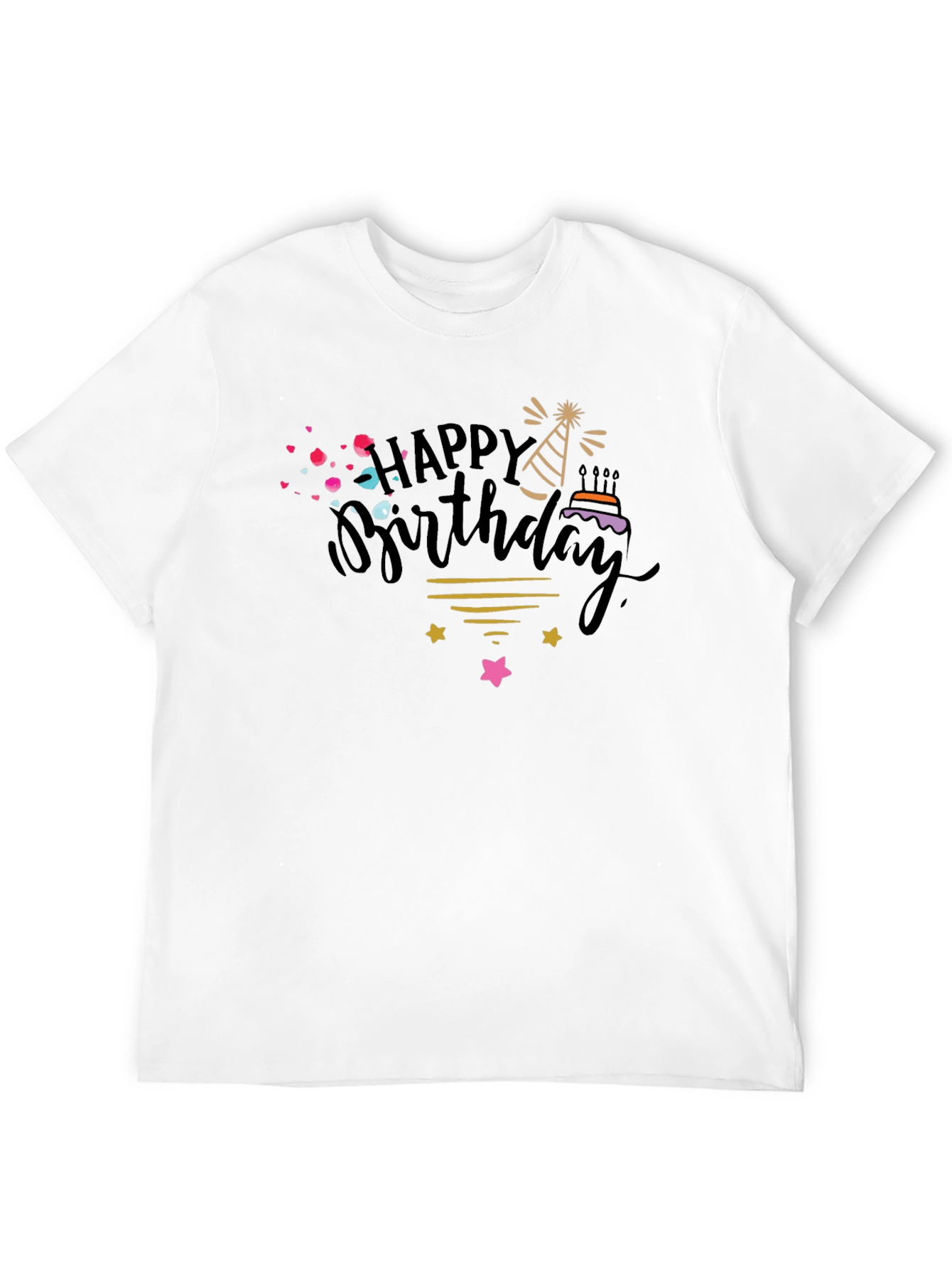 Happy Birthday Graphic Tee - Black Cotton T-Shirt