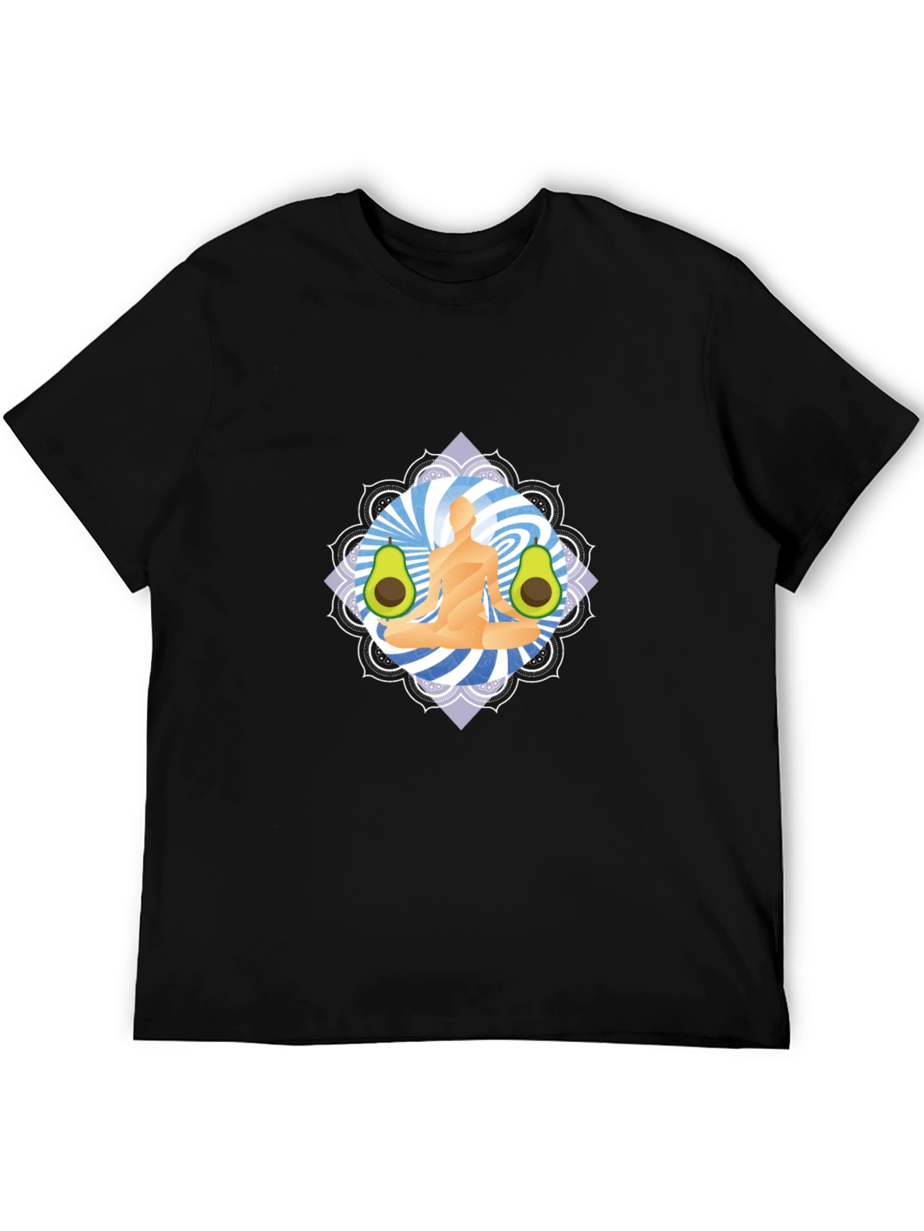 Yoga Avocado Mens Black T-Shirt