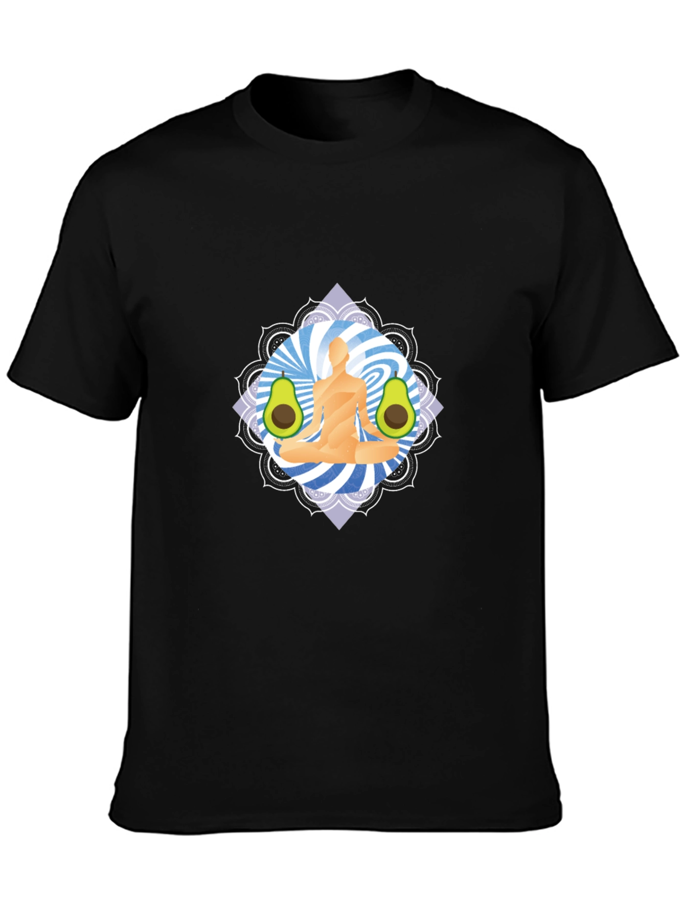 Yoga Avocado Mens Black T-Shirt