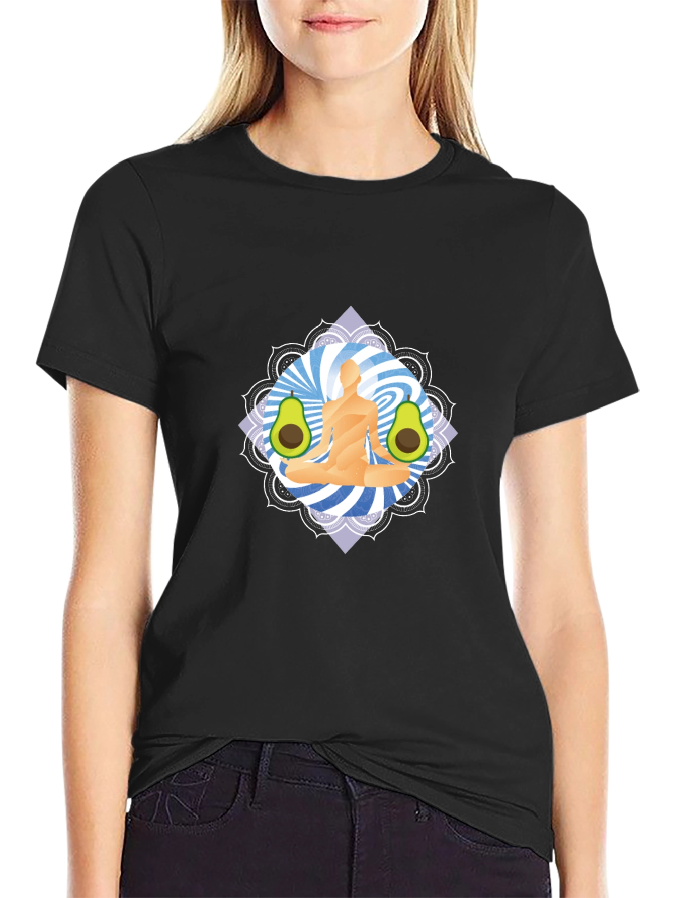 Yoga Avocado Mens Black T-Shirt