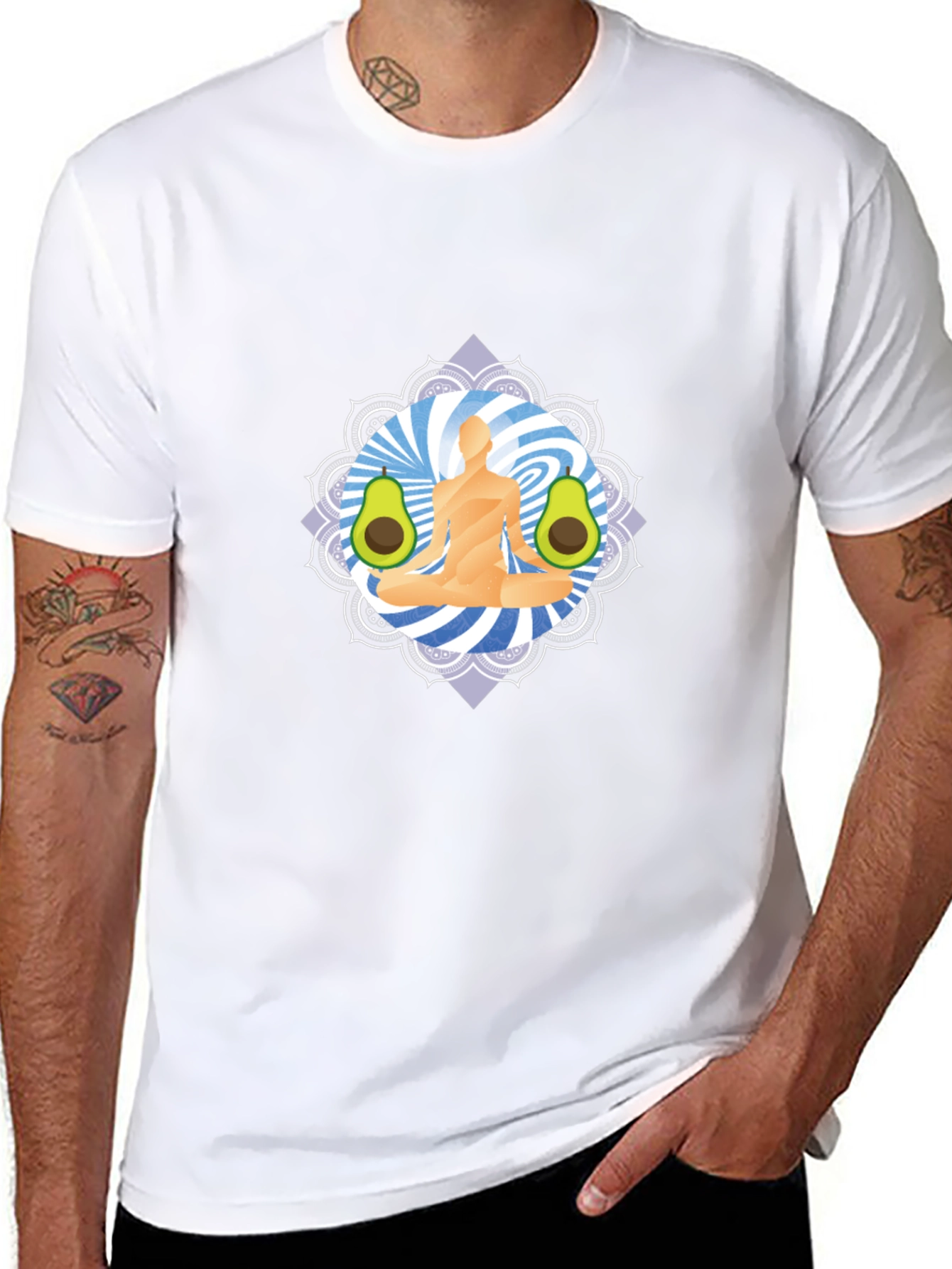 Yoga Avocado Mens Black T-Shirt