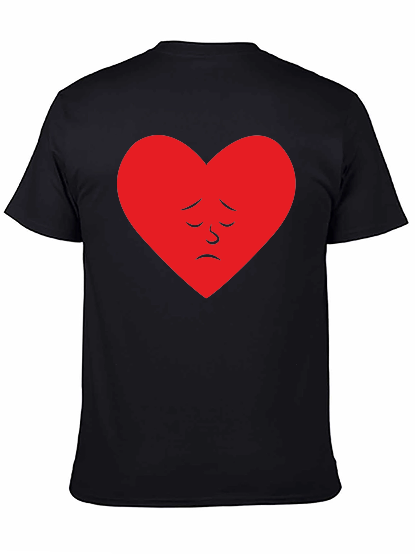Sad Heart Graphic Tee - Black Cotton Casual Shirt