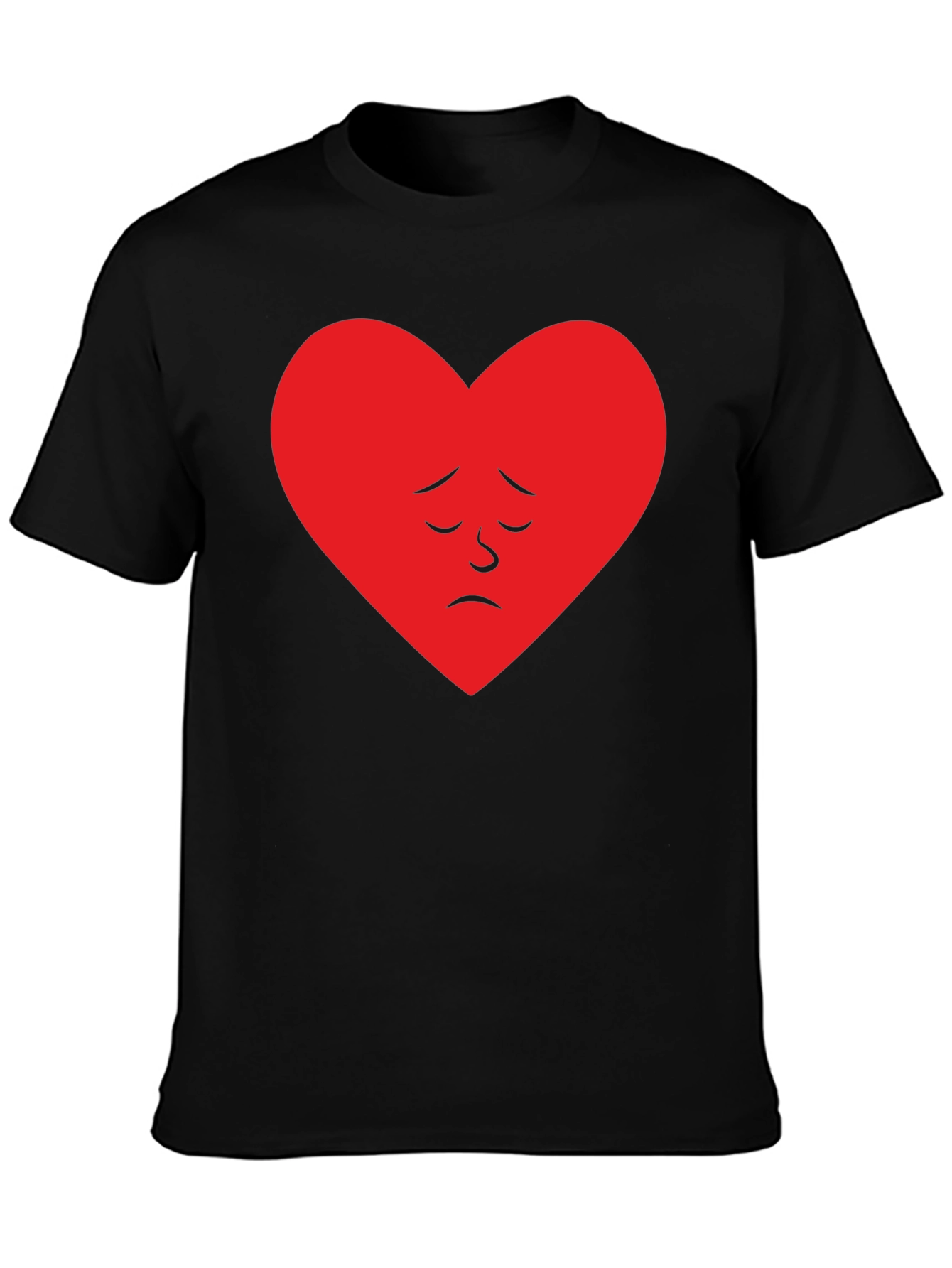 Sad Heart Graphic Tee - Black Cotton Casual Shirt