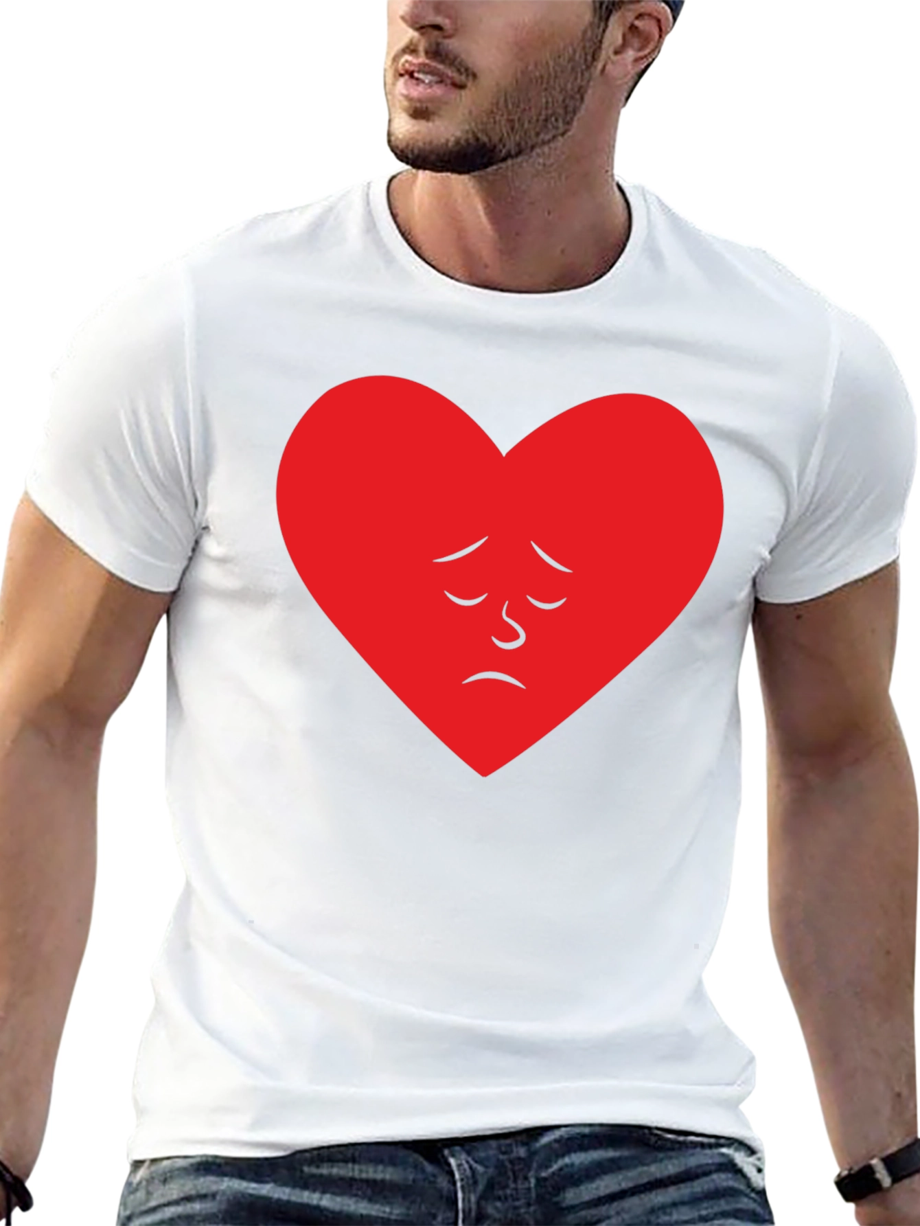 Sad Heart Graphic Tee - Black Cotton Casual Shirt