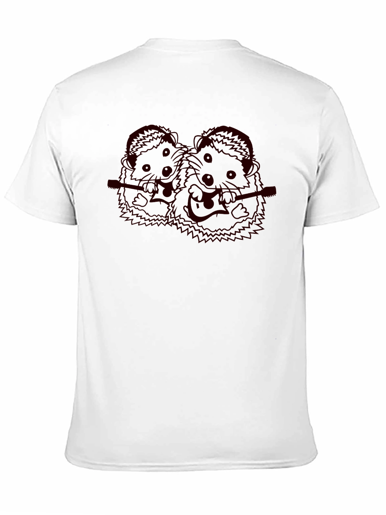 Musician Hedgehog Black T-Shirt