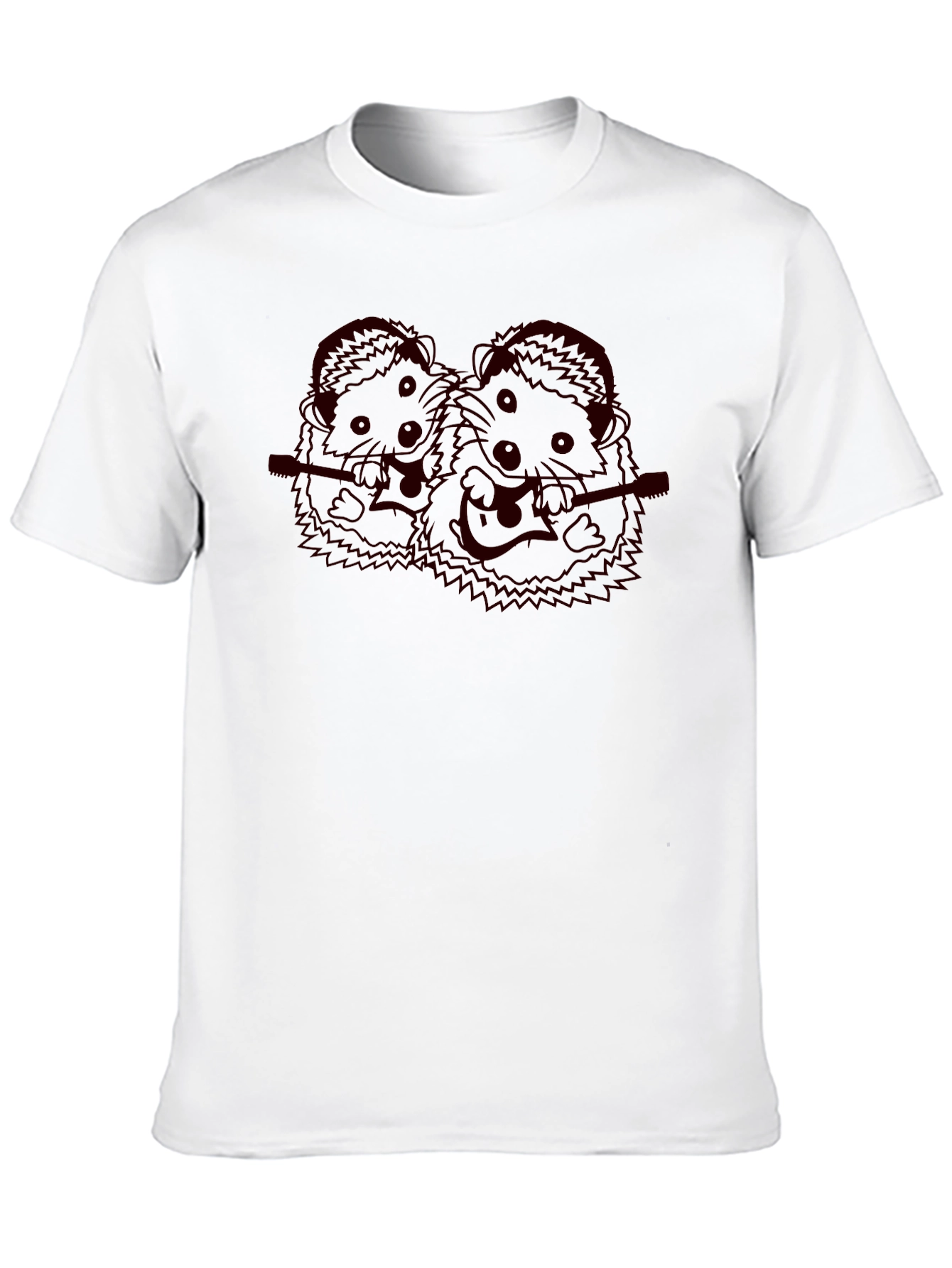Musician Hedgehog Black T-Shirt