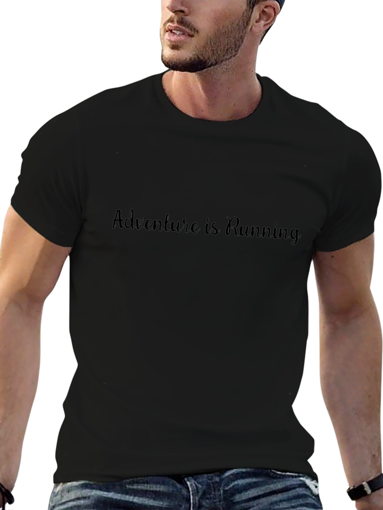 Adventure is Running Black T-Shirt