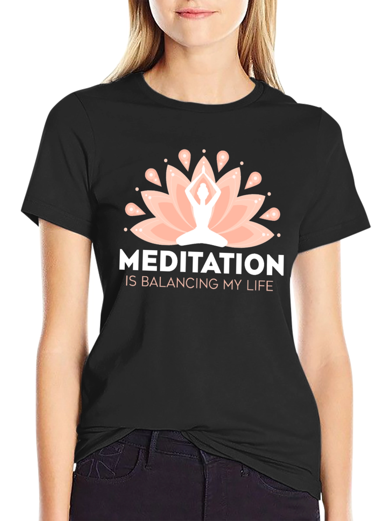 Meditation Balancing Life Black T-Shirt