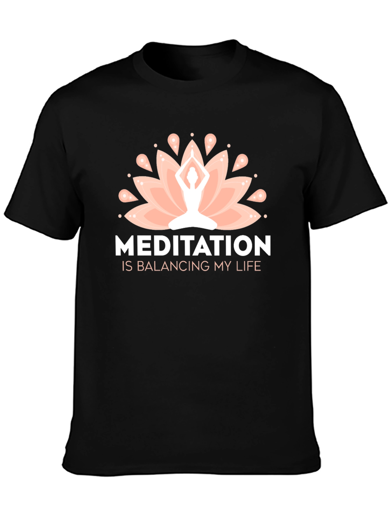 Meditation Balancing Life Black T-Shirt