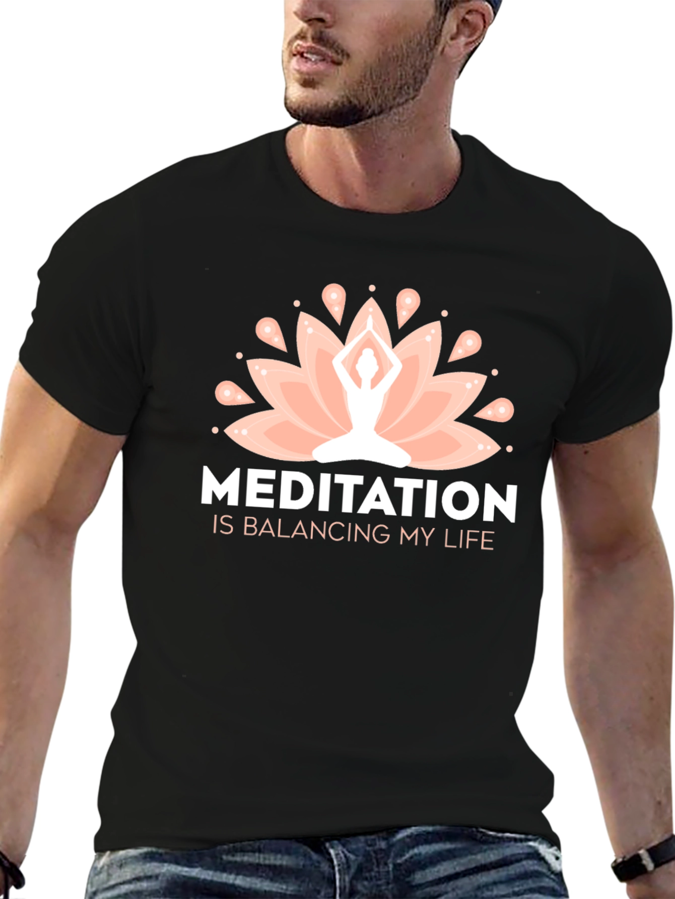 Meditation Balancing Life Black T-Shirt