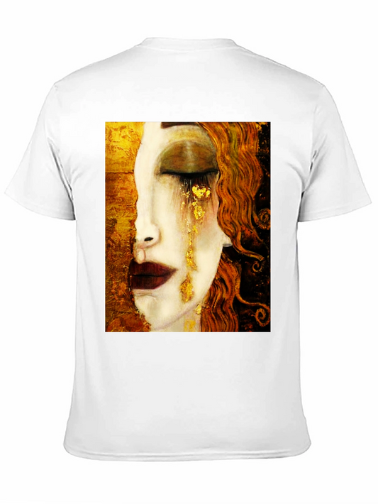 Golden Tears Graphic Tee - Artistic Print