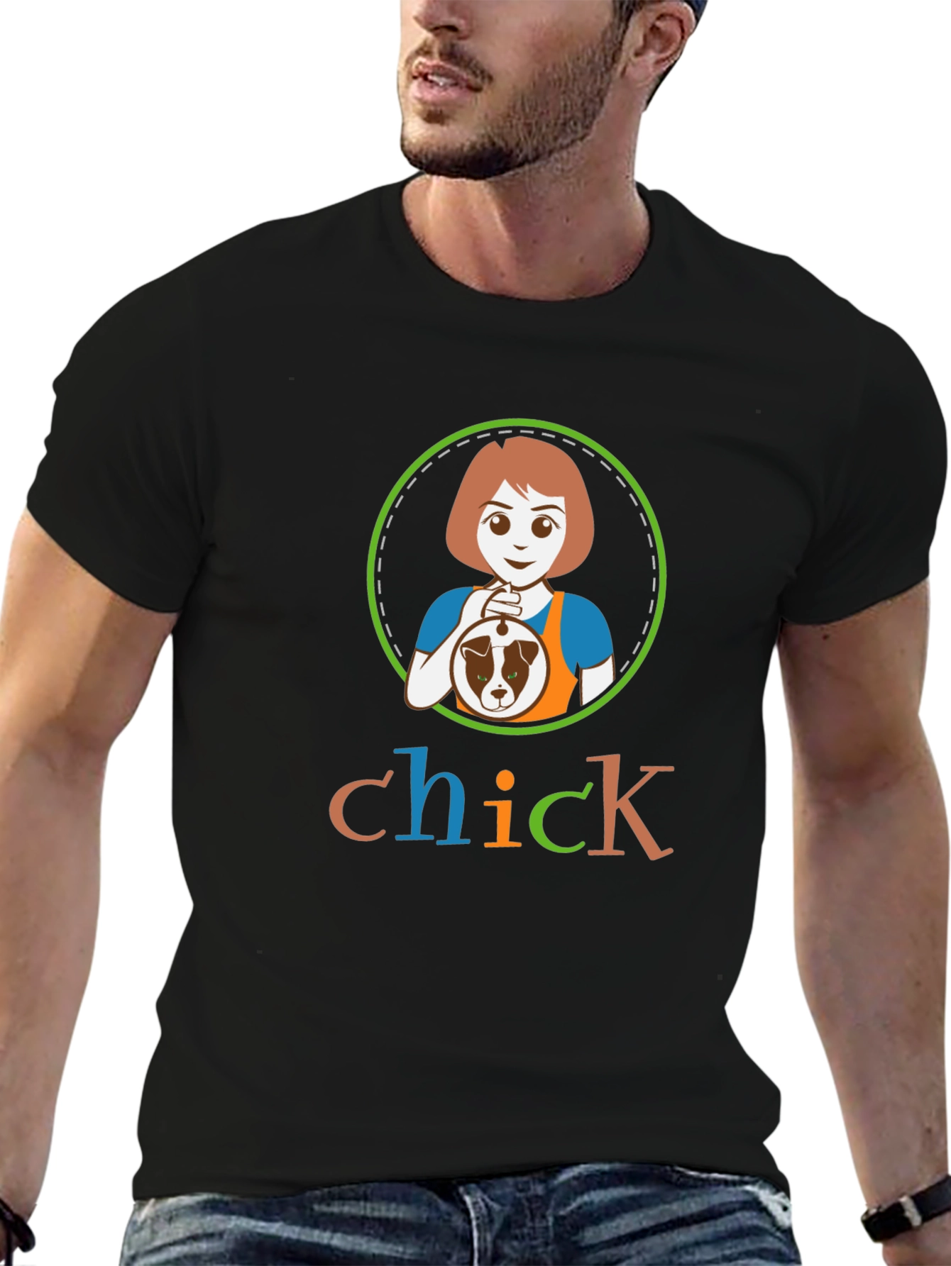 Stylish Black T-Shirt with Chick Graphic