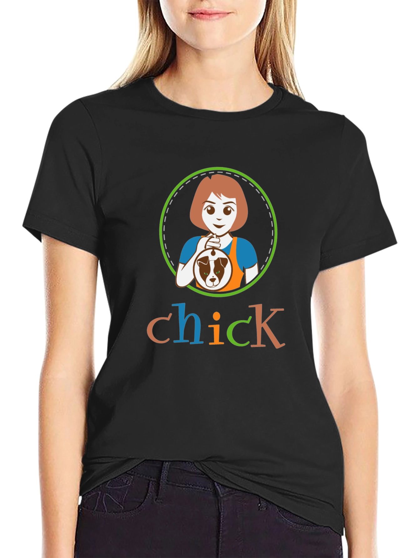 Stylish Black T-Shirt with Chick Graphic