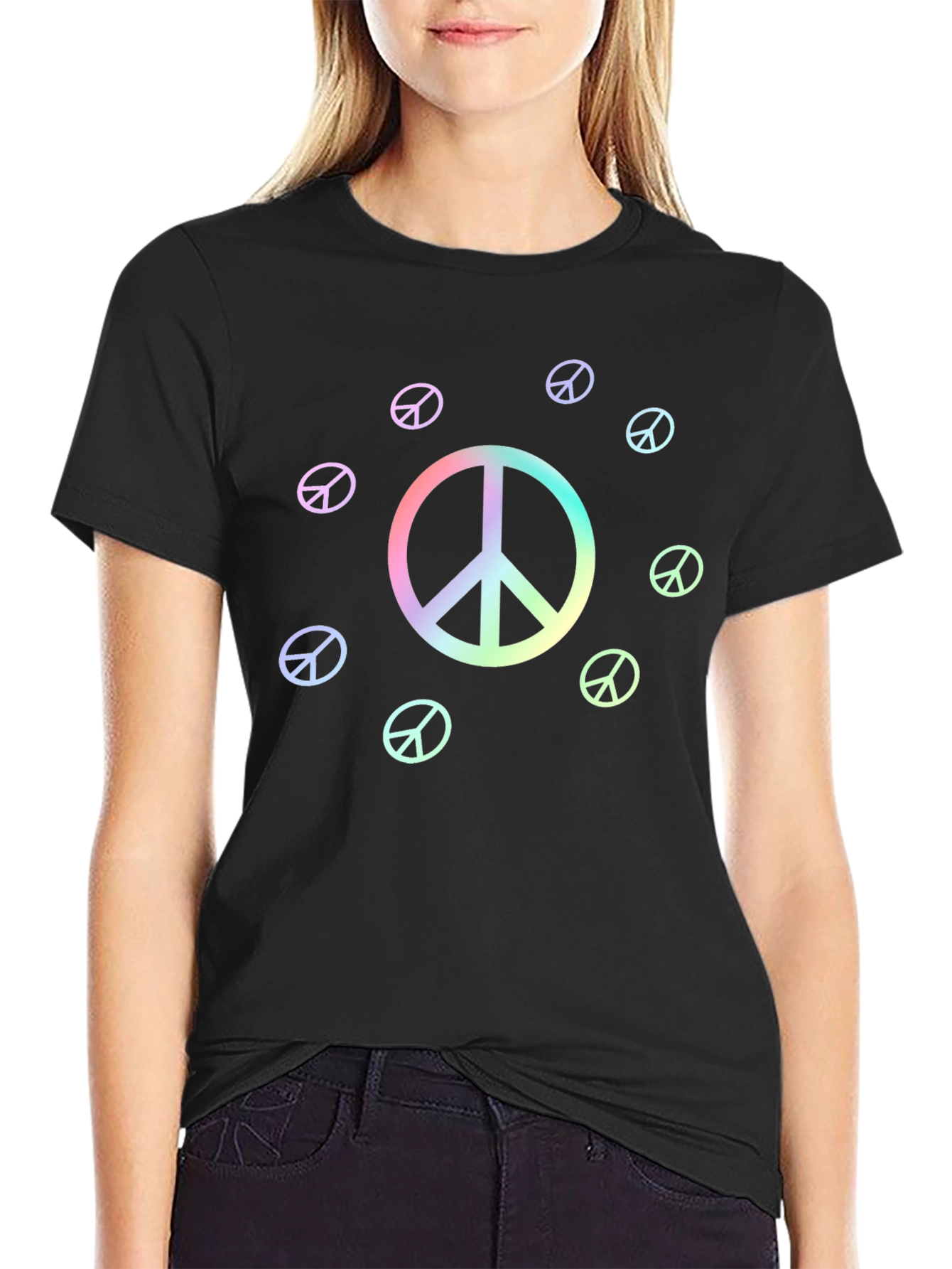 Peace Sign T-Shirt - Rainbow Graphic