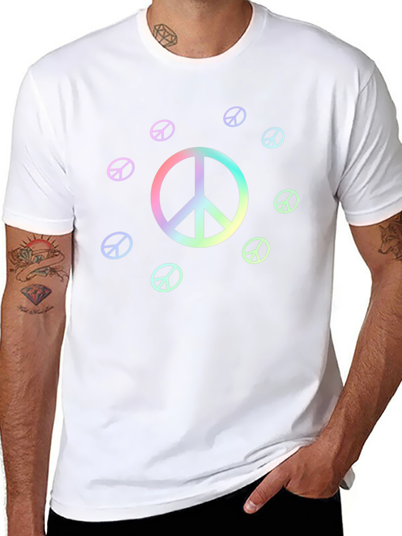 Peace Sign T-Shirt - Rainbow Graphic