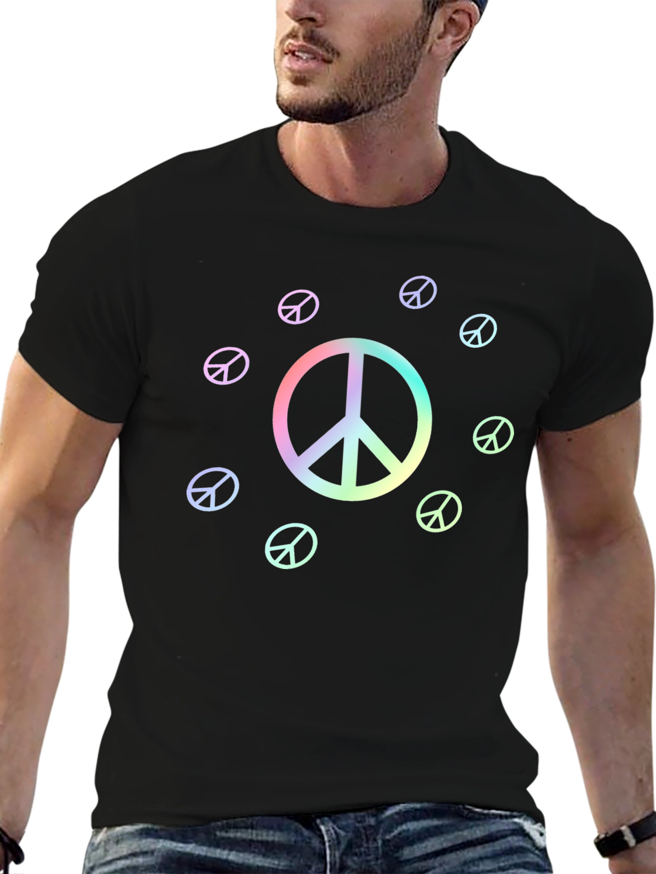 Peace Sign T-Shirt - Rainbow Graphic