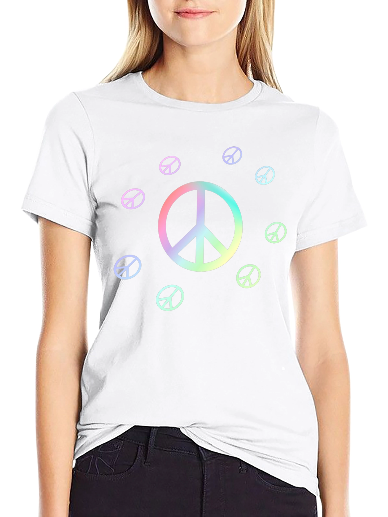 Peace Sign T-Shirt - Rainbow Graphic