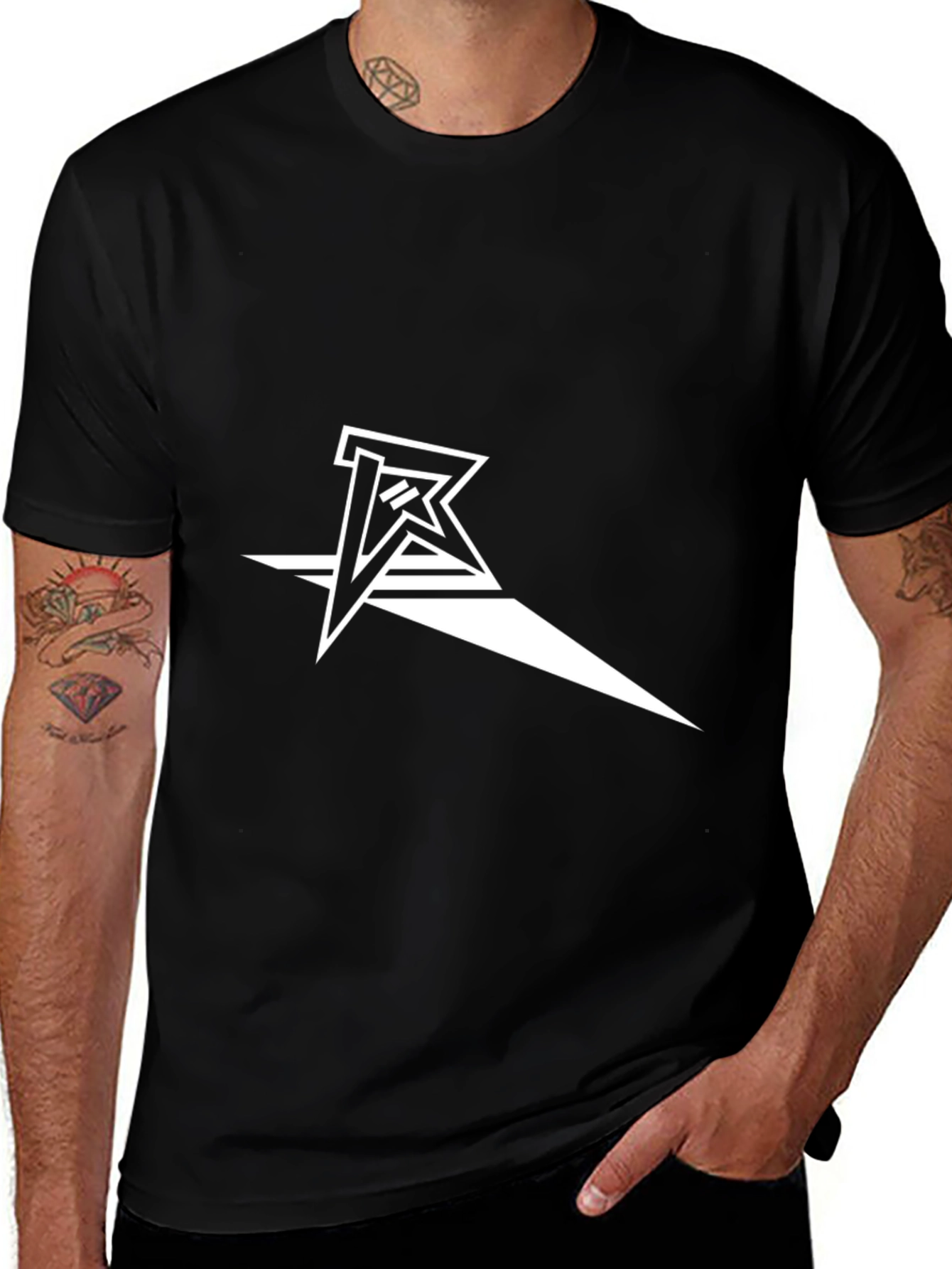 Modern Graphic Tee - Black with White Logo