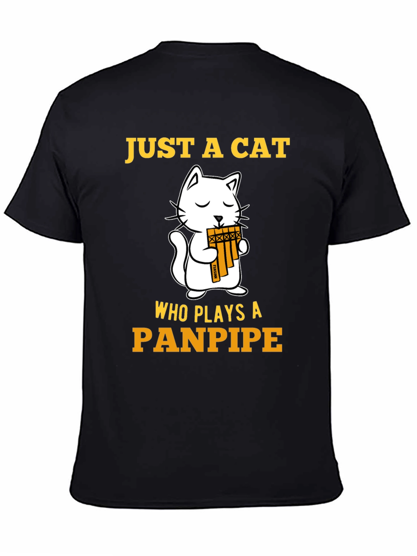 Cat Panpipe T-Shirt - Musical Animal Tee
