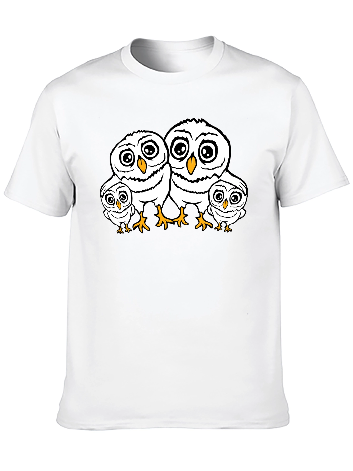 Cute Owl Family T-Shirt - Black Crew Neck Tee