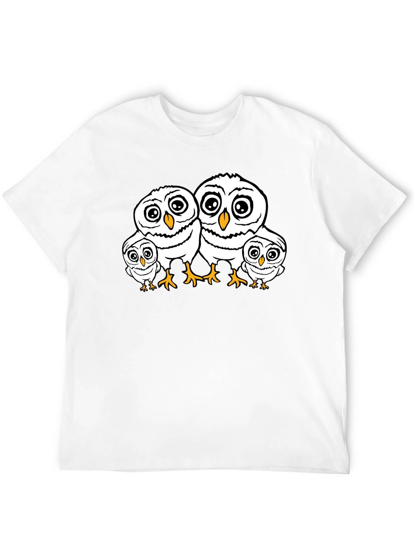 Cute Owl Family T-Shirt - Black Crew Neck Tee